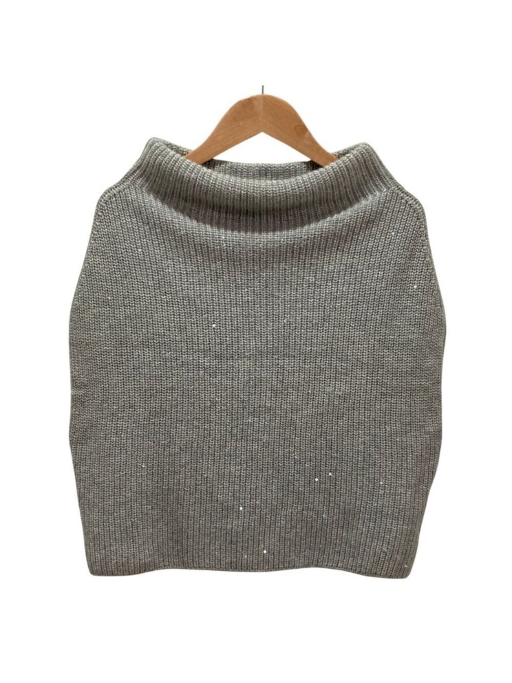 Brunello Cucinelli Sequin Cashmere Silk Knit Sweater Gray XS